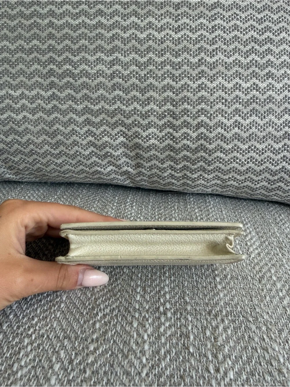 Saint Laurent Paris Off White Grain Leather Compact Snap Wallet
